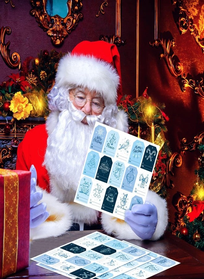 Haooryx Christmas Gift Tag Stickers - 150Pcs Adhesive Winter Christmas Name Tag Blue Snowmen Labels Sticker Xmas to and from Sticker for Festival Holiday Present Box Package Decor Supply(Blue,10Sheet) - Image 5